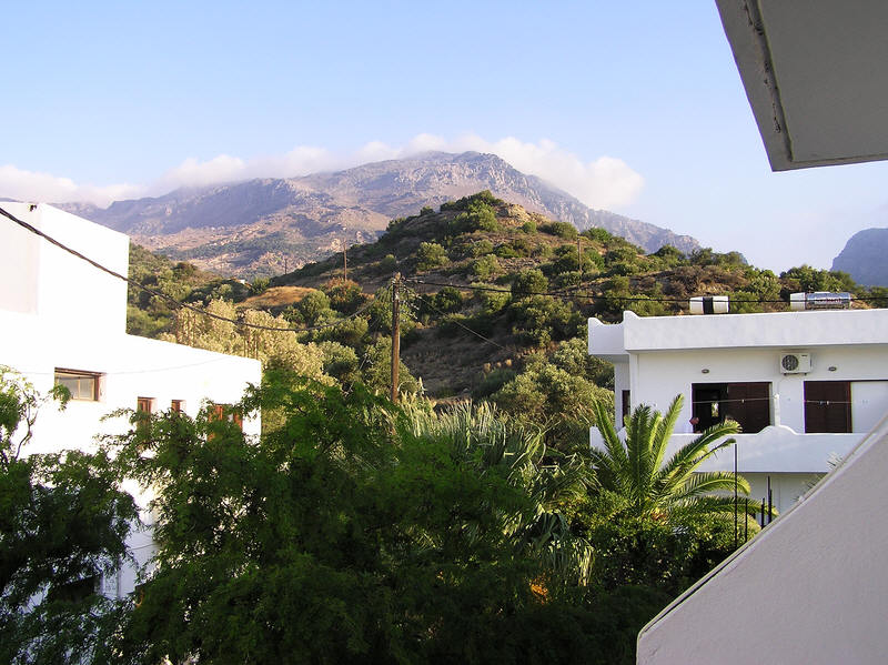 Looking inland from our balcony.  (103k)