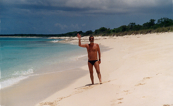 John spoiling the solitude at Malcolm's Road beach. (60k)