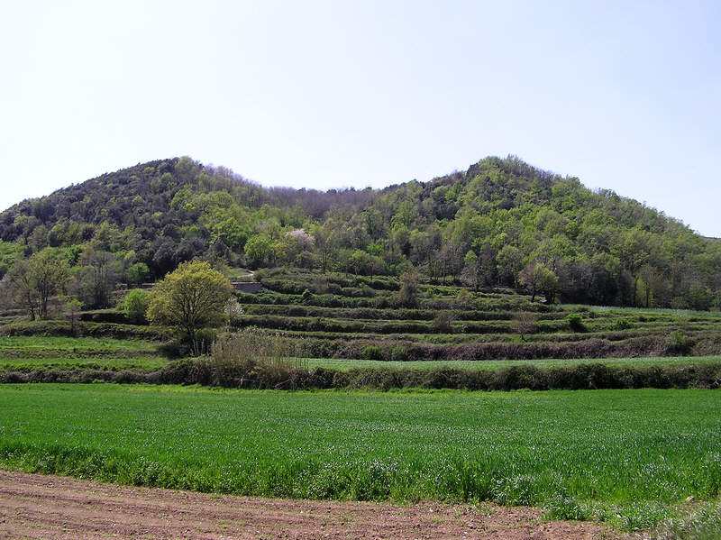 The side of the crater of Volca de Rocanegra blown out by an ancient eruption.   (99k)