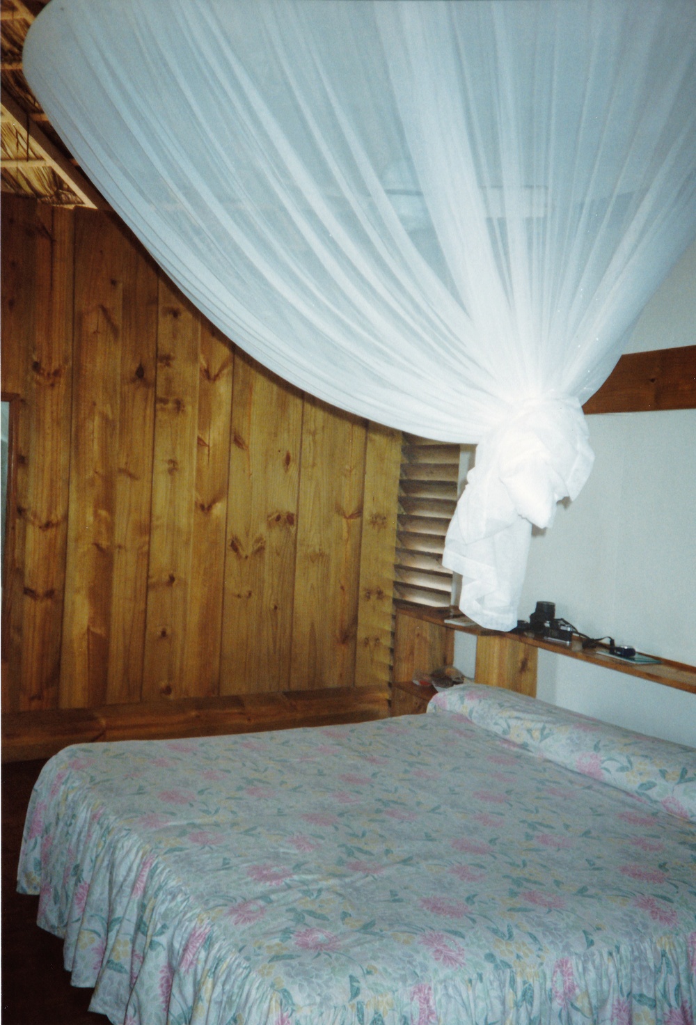 The interior of our room.  Note the shelf behind the bed, where the Noddy regurgitated a fish for us.