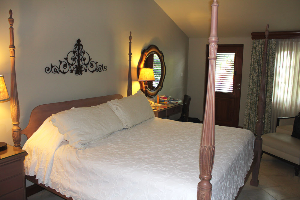 Our room at Sandals, Halcyon Beach, St Lucia, with the door out onto the balcony. (139k)