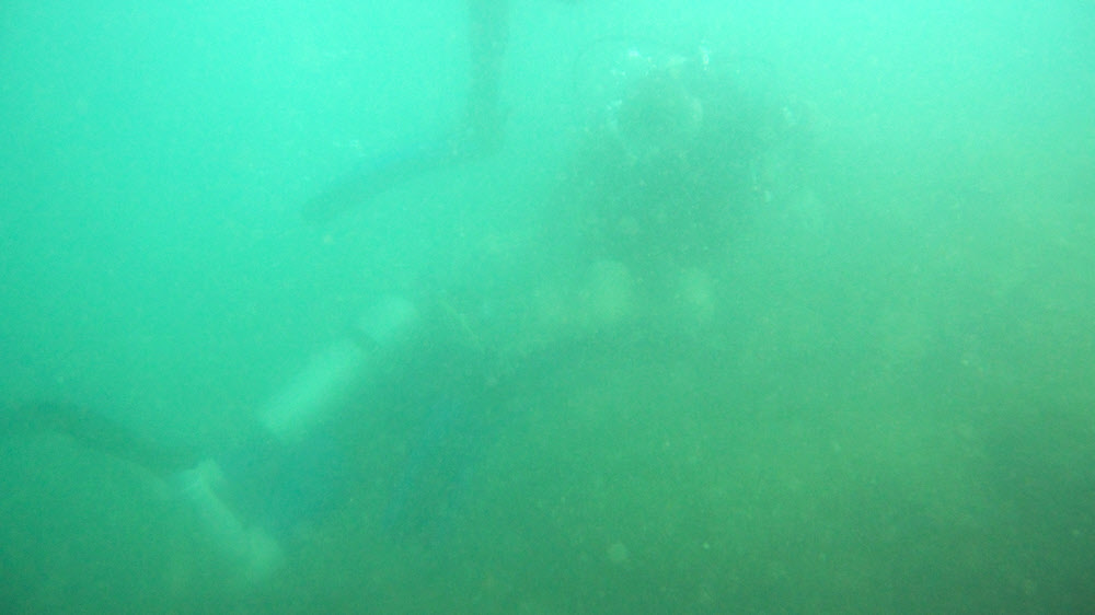 A few minutes later visibility reduced to just two or three metres. This photo was at wide-angle. (70k)