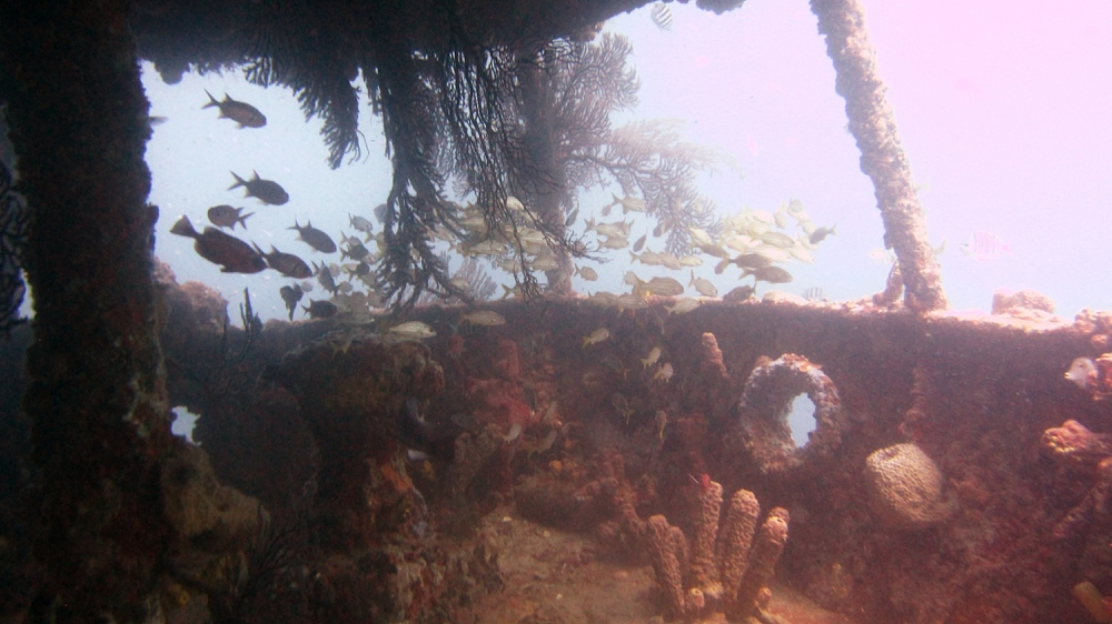 Inside the passageway running around the main deck of the Lesleen M