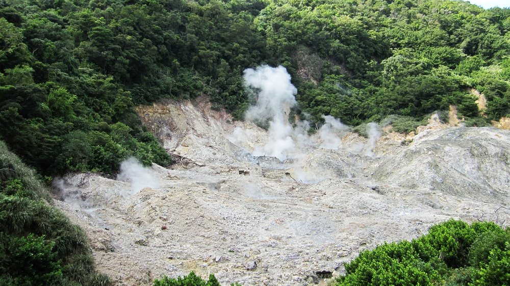 The Sulphur Springs volcano vents steam all the time.