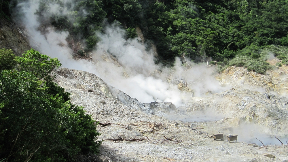 Monitoring instruments keep an eye on the volcano's activity.