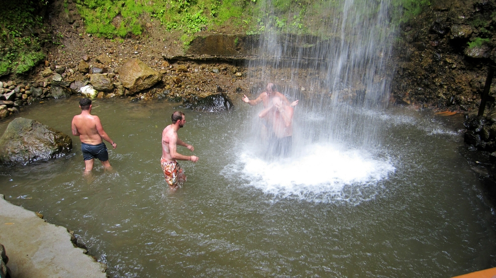The nearby Toraille waterfall falls 50 feet onto intrepid bathers.